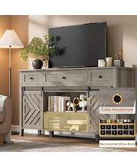 gaomon Farmhouse 59" Buffet Cabinet with Sliding Barn Door, 33.4" Tall Wood Rustic Sideboard with 3 Drawer