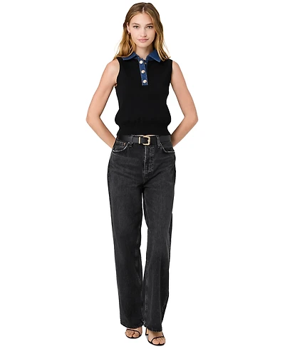 French Connection Women's Maxine Knit Denim Collar Sleeveless Sweater