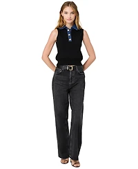 French Connection Women's Maxine Knit Denim Collar Sleeveless Sweater