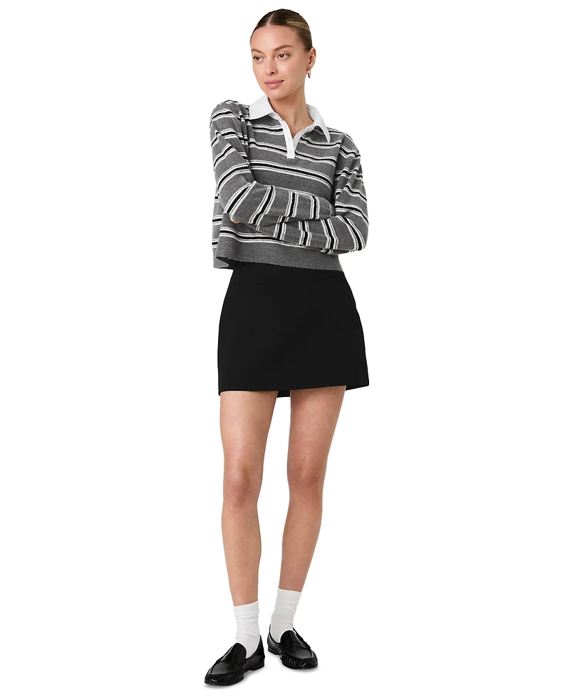 French Connection Women's Yulia Knit Campus Oversized Cropped Stripe Sweater