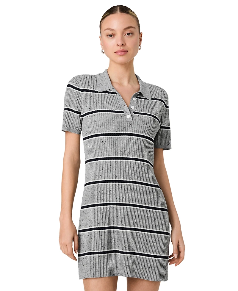French Connection Women's Mason Knit Varsity Stripe Collared Mini Dress