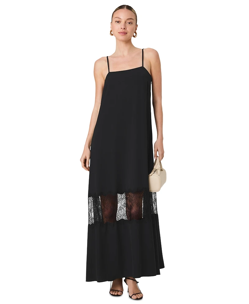 French Connection Women's Quinn Crepe Lace Sleeveless Maxi Dress