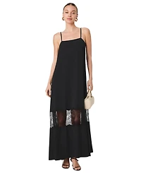 French Connection Women's Quinn Crepe Lace Sleeveless Maxi Dress