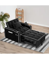 Clihome Convertible Sleeper Chair Sofa Bed Adjustable Pull Out Multi-Pockets Folding Bed,3-in-1