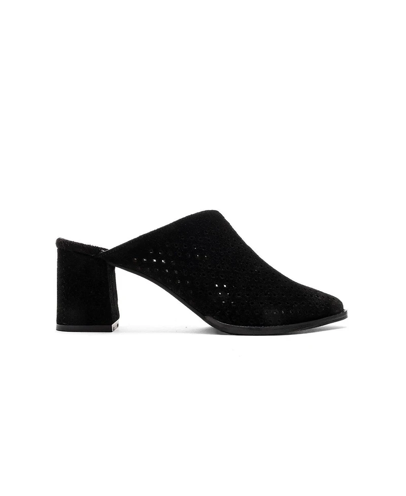 Forever & Always Shoes Women's Toen Leather Block Heel Mule