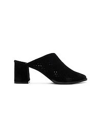Forever & Always Shoes Women's Toen Leather Block Heel Mule