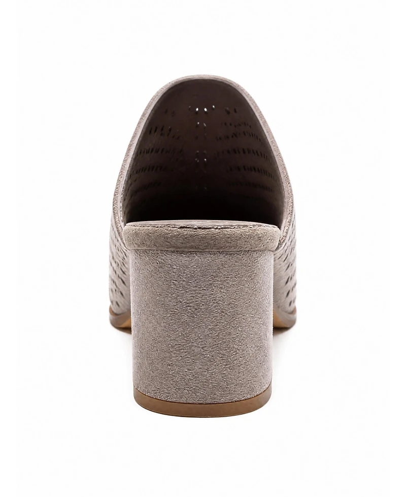 Forever & Always Shoes Women's Toen Leather Block Heel Mule