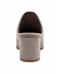 Forever & Always Shoes Women's Toen Leather Block Heel Mule