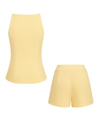 Cupshe Women's Button-Down Sleeveless Vest Top and High-Waisted Shorts Outfits