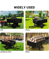gaomon Garden Utility Trailer 750 lbs Capacity Atv/Utv Dump Cart Steel Transport Trailer with Hand and Foot Pedal Dumping