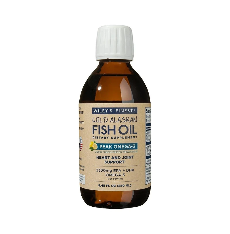 Wiley s Finest Wild Alaskan Fish Oil Peak Omega-3 Liquid Supplement - 2300mg Epa and Dha Omega-3s - Lemon Flavor