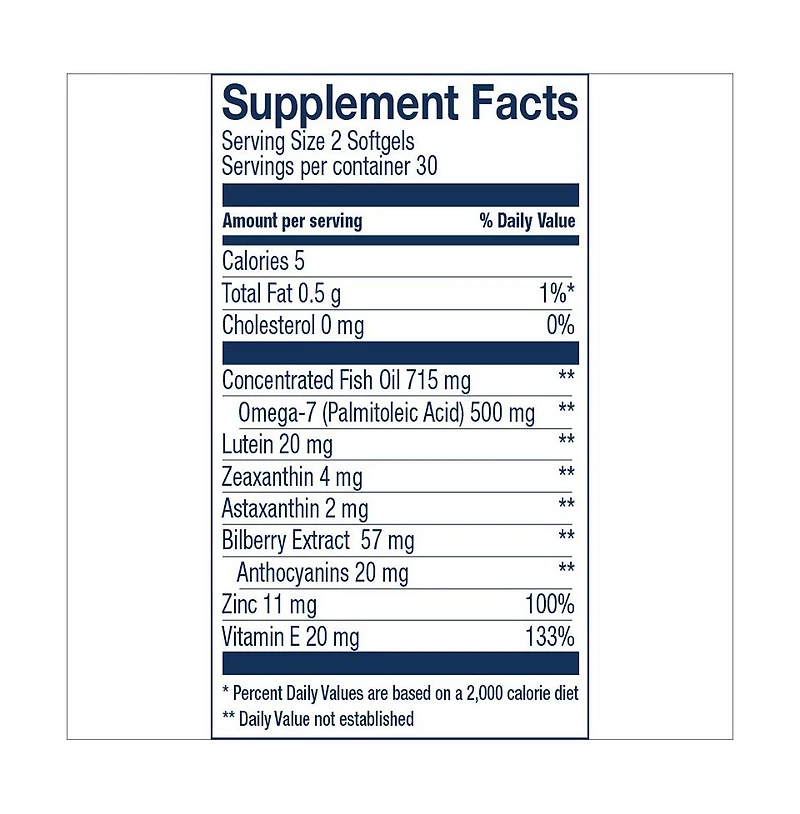 Wiley s Finest Bold Vision - Eye Health Supplement with Lutein, Zeaxanthin, Zinc and Omega-7