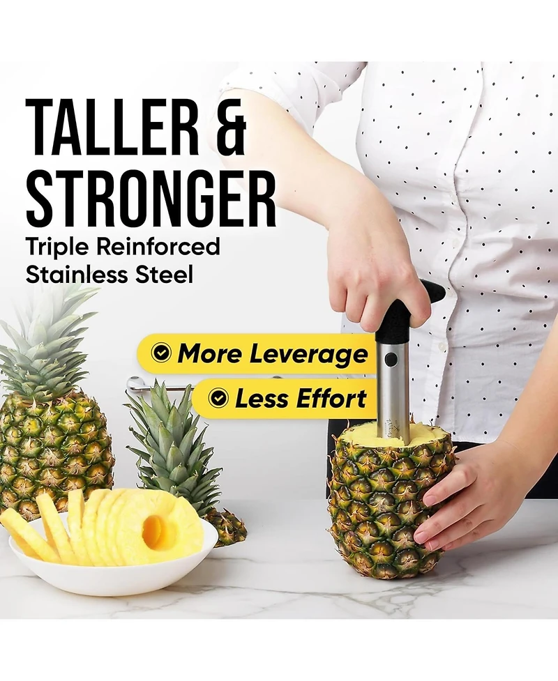 Heavy Duty Pineapple Corer & Slicer + Eye Removal Tool with Reinforced Blade