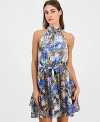 Guess Women's Printed Tied Halter Mini Dress