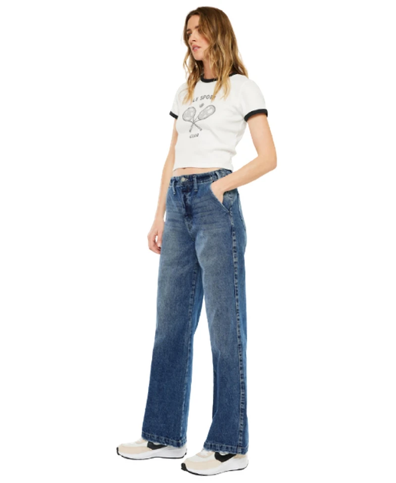 KanCan Women's Sterling High Rise 90's Wide-Leg Jeans