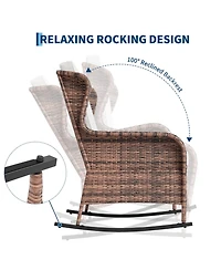 gaomon All-Weather Pe Rattan Rocking Chair, Outdoor Wicker Rocker for Patio Garden Porch Deck Backyard