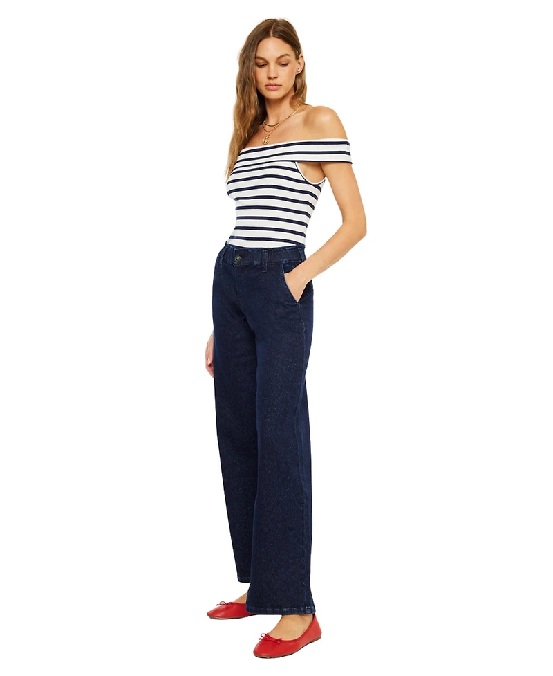 KanCan Women's Usa Kayla High Rise Wide Leg Trouser Jeans
