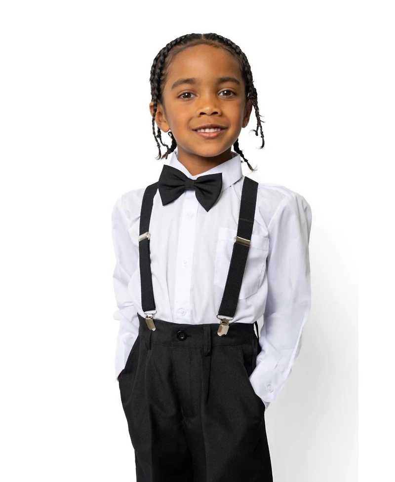 Peanut Butter Collection Toddler Boys Barn Wedding 4-Piece Shirt, Bowtie, Suspenders and Pants Set