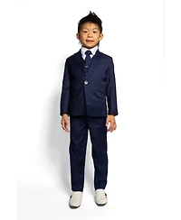 Peanut Butter Collection Toddler Boys Luxor Slim Fit Wool Blend 5-Piece Shirt, Tie, Jacket, Vest and Pants Suit Set