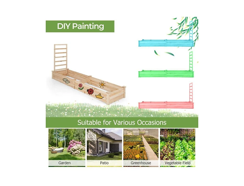 Lucky One Raised Garden Bed with Planter Box and Trellis for Climbing Plants