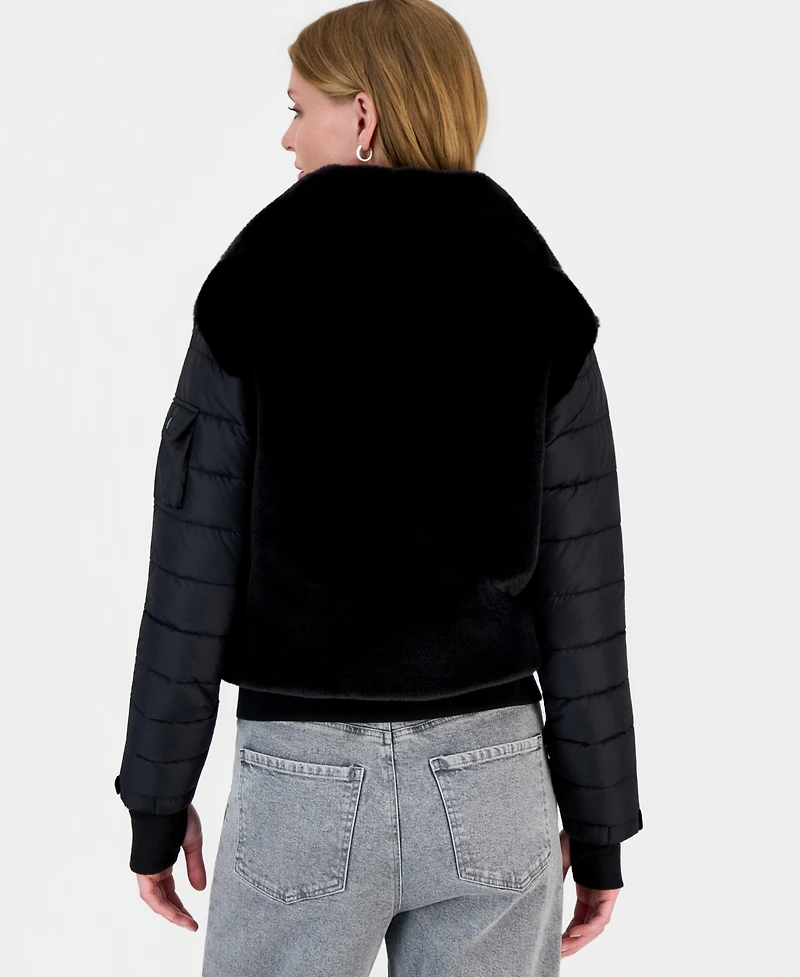 S13 Women's Carrie Faux-Fur Puffer Mixed-Media Coat