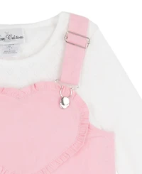 Rare Editions Girls' 2T-6x Long-Sleeve Top, Pink Heart Jumper and Handbag, 3-Piece Set