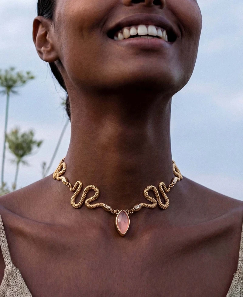Ettika Gold-Plated Imitation Pearl Serpentina Choker Necklace