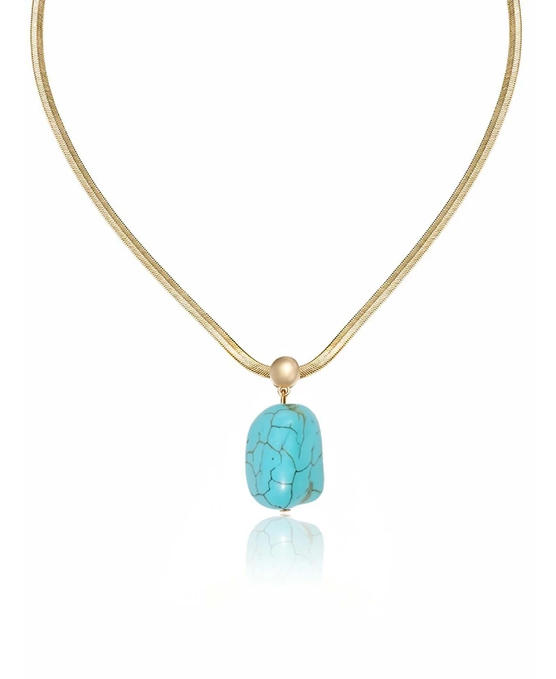 Ettika Gold-Plated Turquoise Pendant Snake Chain Necklace