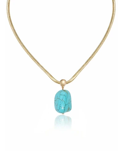 Ettika Gold-Plated Turquoise Pendant Snake Chain Necklace