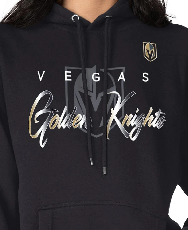 G-iii 4Her by Carl Banks Men's Black Vegas Golden Knights Shadow Logo Fleece Pullover Hoodie
