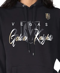 G-iii 4Her by Carl Banks Men's Black Vegas Golden Knights Shadow Logo Fleece Pullover Hoodie