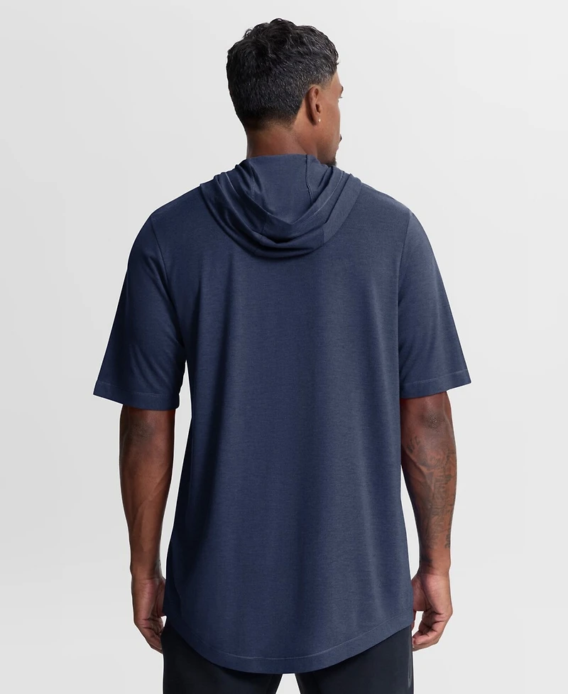 Nike Men's Navy Atlanta Braves Arched Wordmark Tri-Blend Hooded T-Shirt