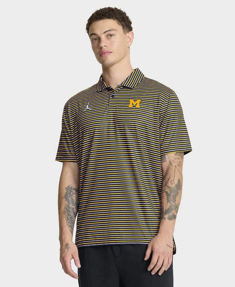 Jordan Men's Maize Michigan Wolverines 2025 Coaches Premium Tour Stripe Dri-fit Polo Shirt