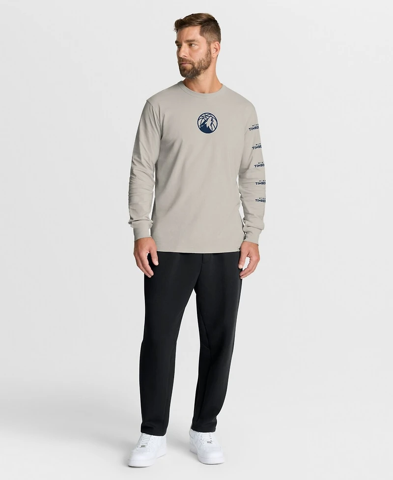 Fanatics Men's Cream Minnesota Timberwolves Crossover Collection Ball Screen Action Premium Long Sleeve T-Shirt