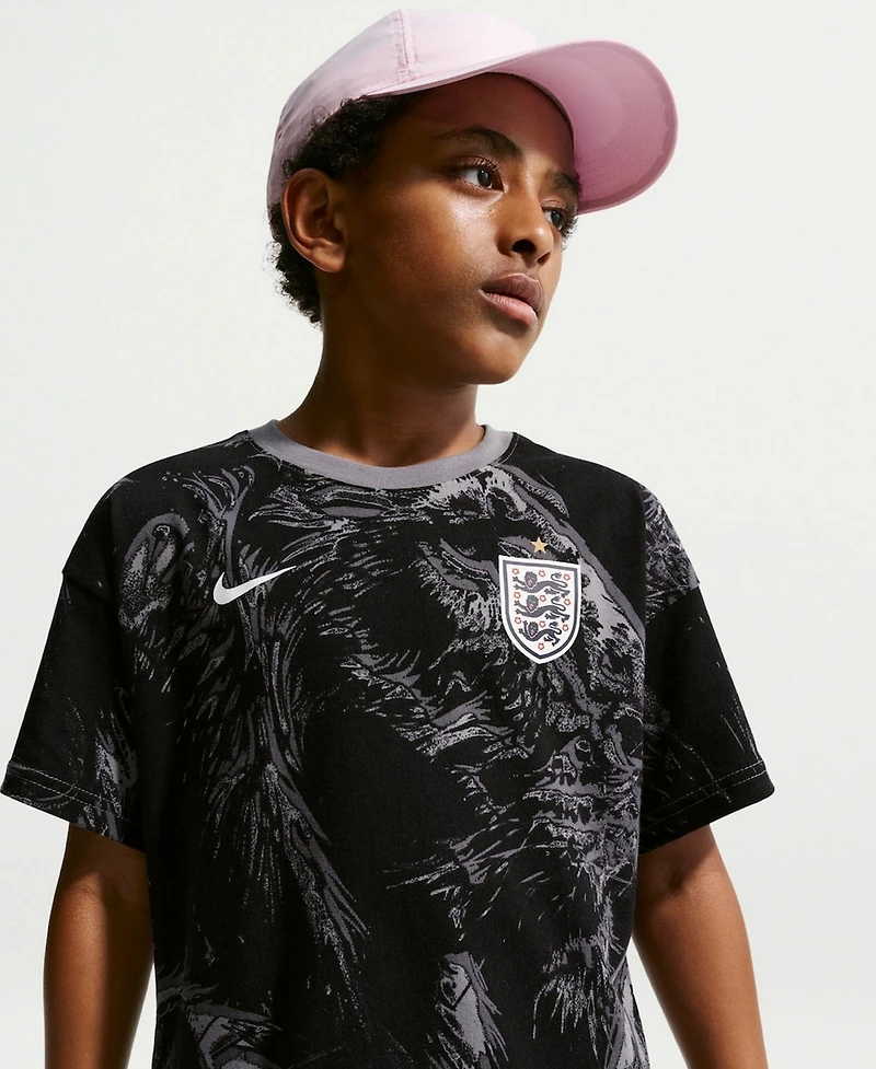 Nike Big Boys and Girls Gray England National Team Allover Print T-Shirt