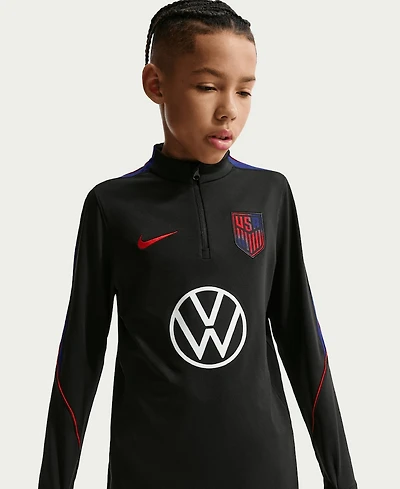 Nike Big Boys and Girls Black Usmnt 2026 Strike Dri-fit Long Sleeve Quarter-Zip Drill Top