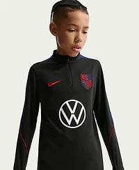Nike Big Boys and Girls Black Usmnt 2026 Strike Dri-fit Long Sleeve Quarter-Zip Drill Top