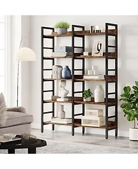 Slickblue 5 Tier Double Wide Bookshelf with Open Storage Shelves
