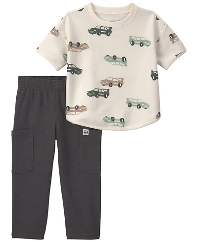 Carter's Toddler Boys' 2T-5T Car French Terry Short-Sleeve T-Shirt and Pant, 2-Piece Set