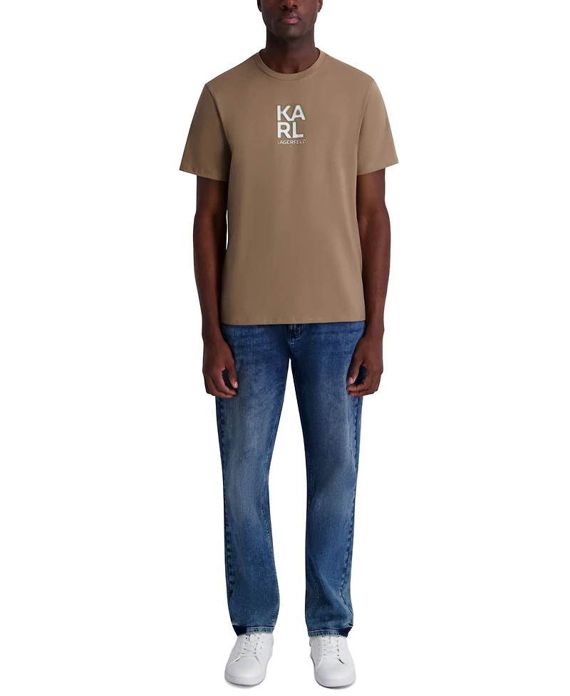 Karl Lagerfeld Paris Men's Broken Mirror Effect Logo Graphic T-Shirt