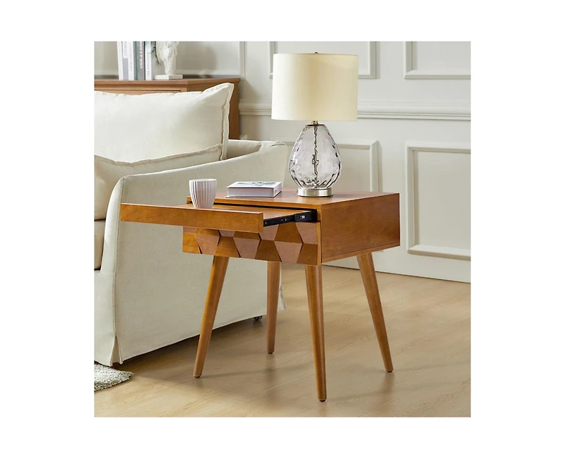 Hulala Home Jacob Mid-Century Modern End Table with Flared Legs
