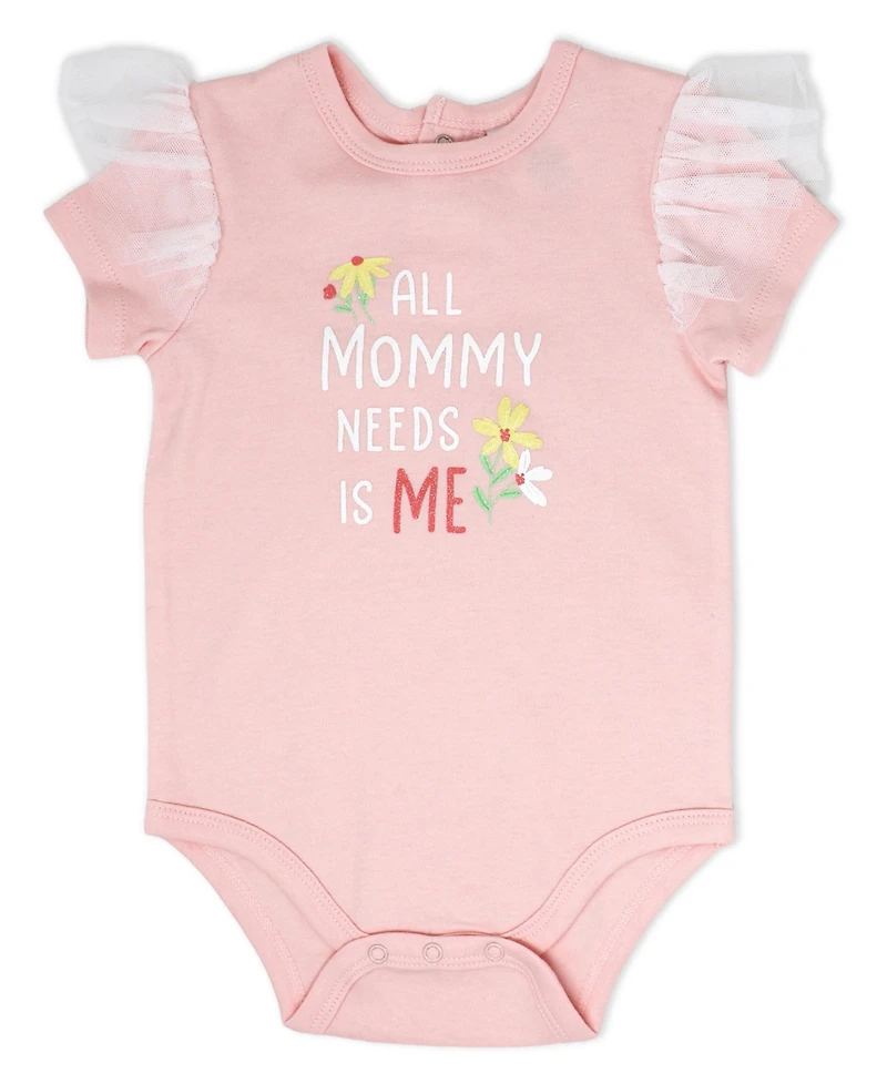 Baby Mode Girls' Short-Sleeve Bodysuit, Pant and Headband