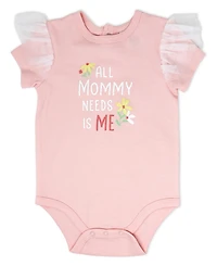 Baby Mode Girls' Short-Sleeve Bodysuit, Pant and Headband