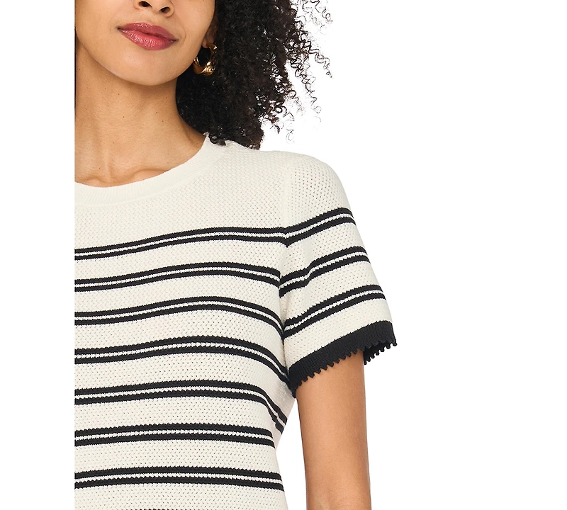 Vince Camuto Women's Cotton Striped Crewneck Sweater