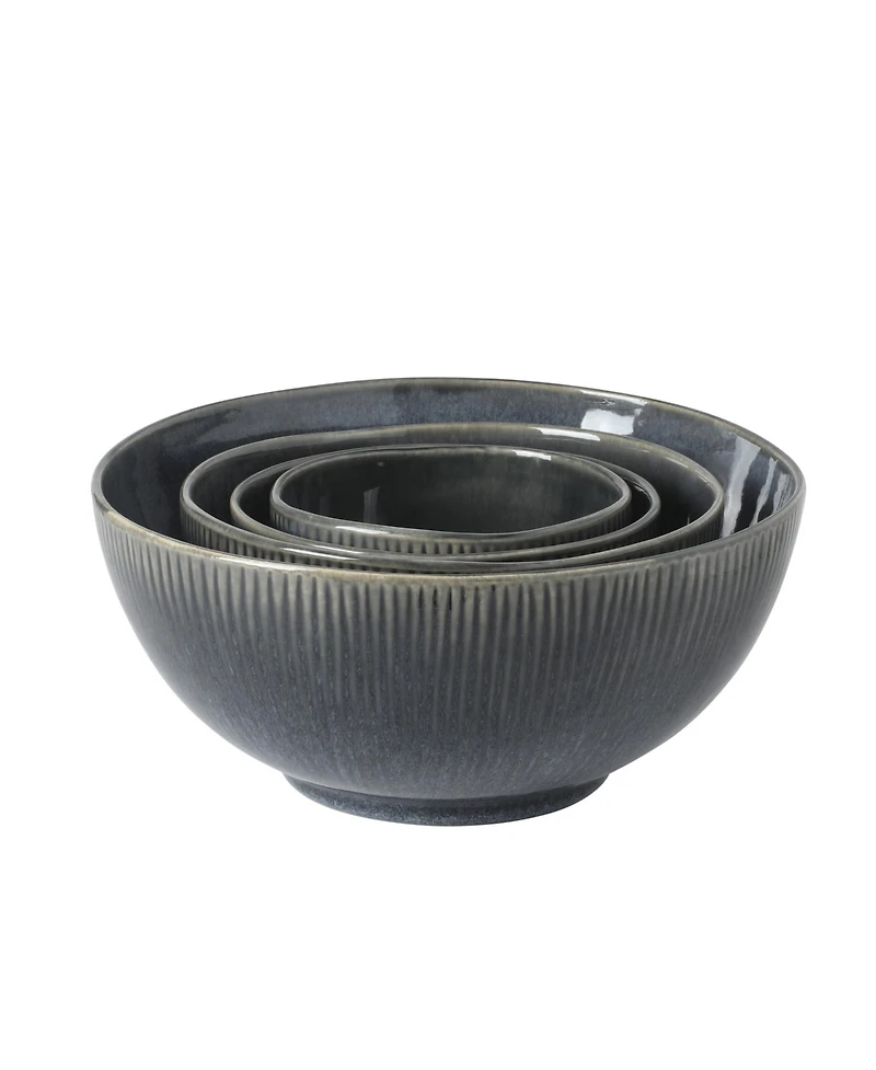 Gibson Home Sandy Pines 4 Piece Nesting Bowl Set, 4", 5.5", 7" and 9" Round Reactive Stoneware Bowls, Mixing, Prep Serving Bowls