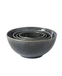 Gibson Home Sandy Pines 4 Piece Nesting Bowl Set, 4", 5.5", 7" and 9" Round Reactive Stoneware Bowls, Mixing, Prep Serving Bowls