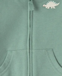 Carter's Baby Boys' Dinosaur French Terry Layering Long-Sleeve Jacket, Bodysuit and Pant, 3-Piece Set