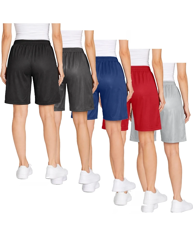 Jump Start Women's Loose Fit Moisture-Wicking Performance Dazzle Shorts-5 Pack