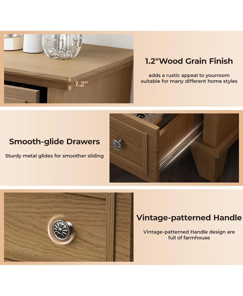 homfan 5-Drawer Tall Wooden Dresser with Anti-Tip Device and Metal Handles for Bedroom, Closet, Hallway, or Living Room