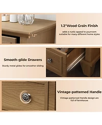 homfan 5-Drawer Tall Wooden Dresser with Anti-Tip Device and Metal Handles for Bedroom, Closet, Hallway, or Living Room